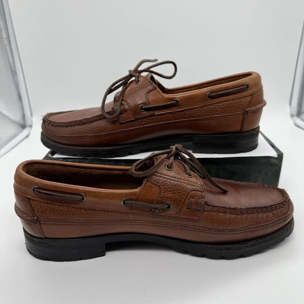Allen Edmonds Woodhaven Boat Shoes Men's 9.5 D Brown Leather Moc Toe USA
